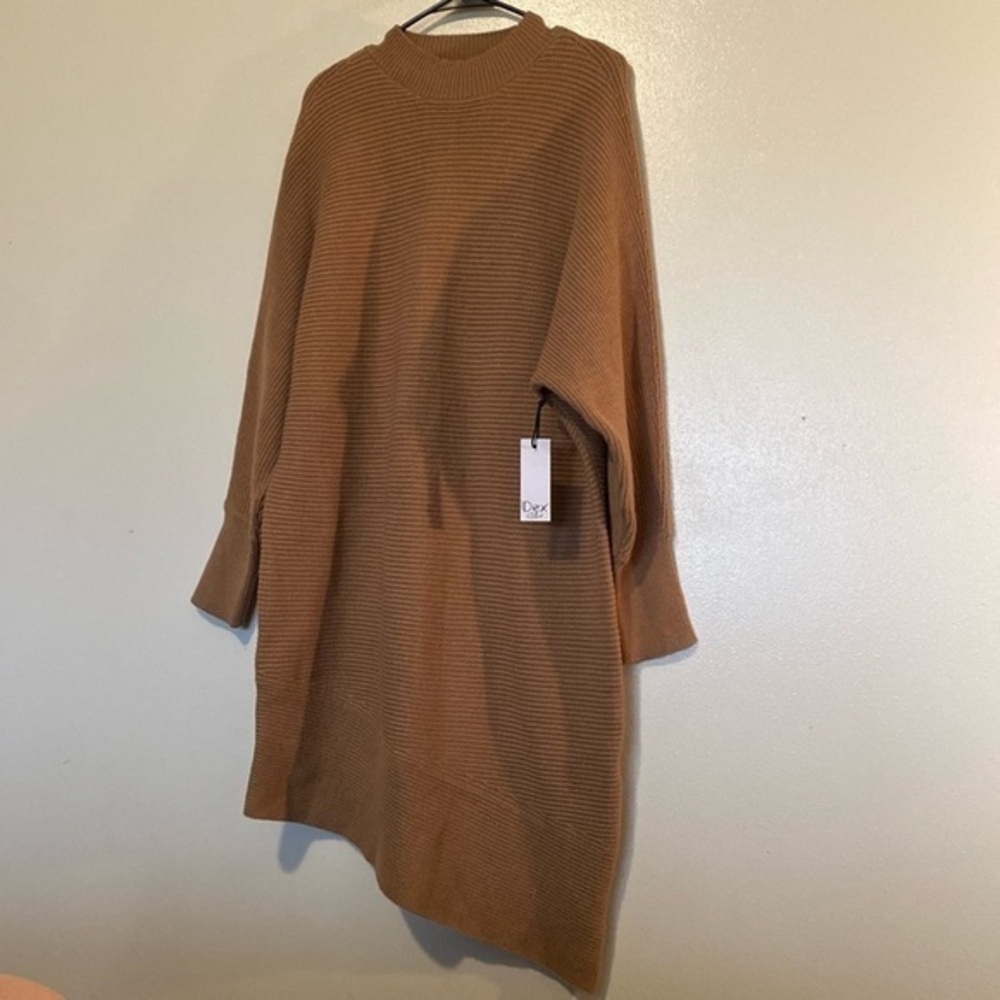 DEX PLUS camel colored 
Lizette Asymmetrical Sweater Dress XL